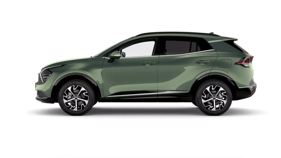 Renting Coches Kia Sportage 1.6 HEV Drive Experience Green, Dark Penta Metal, Deluxe White