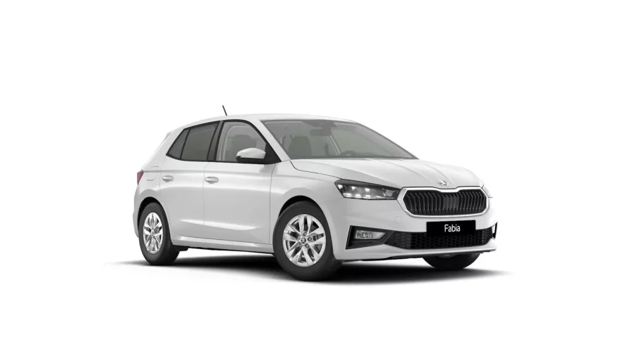 Renting Coches Skoda Fabia 1.0 TSI DSG Selection Blanco Luna, Gris Graphite