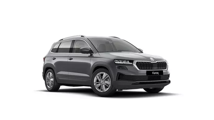 Renting Coches Skoda Karoq 1.5 TSI DSG Selection Gris Graphite, Blanco Luna