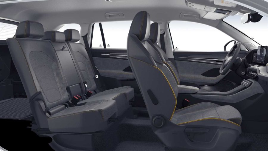 Renting Coches Skoda Kodiaq 2.0 TDI DSG Selection Blanco Luna, Plata Brillante, Gris Graphite