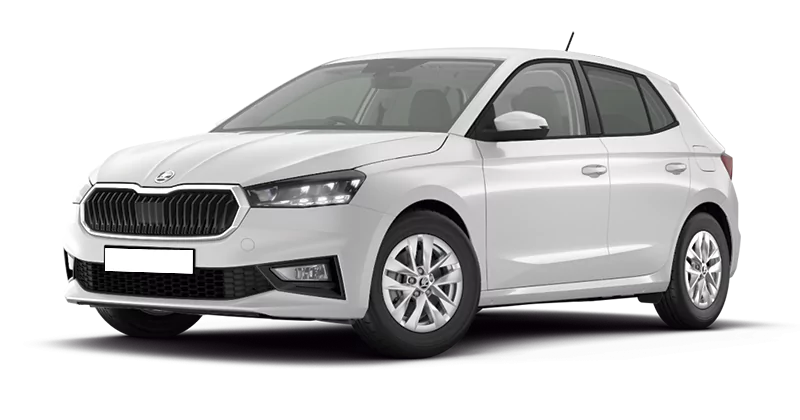 Renting Coches Skoda Fabia 1.0 TSI DSG Selection Blanco Luna, Gris Graphite