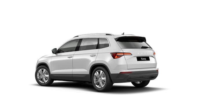 Renting Coches Skoda Karoq 2.0 TDI DSG Selection Blanco Luna, Gris Graphite, Plata Brillante