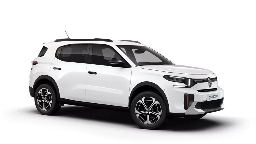 Renting Coches Citroën C3 Aircross Hybrid 145 e-DCS6 MAX Blanco Polar, Mercury Gris