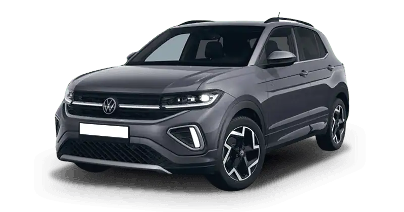 Renting Coches Volkswagen T-Cross-1.0 TSI R-Line Gris, Plata, Blanco, Negro