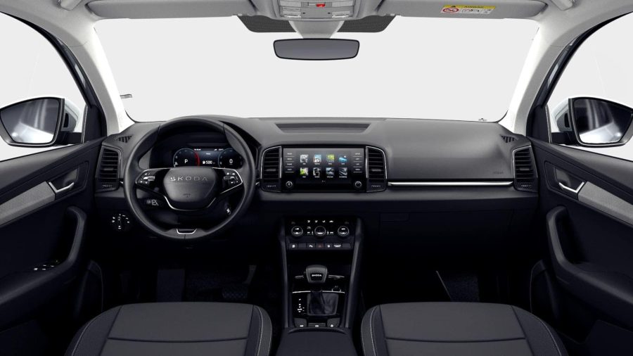 Renting Coches Skoda Karoq 2.0 TDi DSG Selection 4×4 Blanco Luna, Gris Graphite