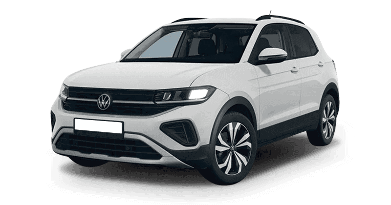 Renting Coches Volkswagen T-Cross-1.0 TSI Man. Más Blanco, Negro