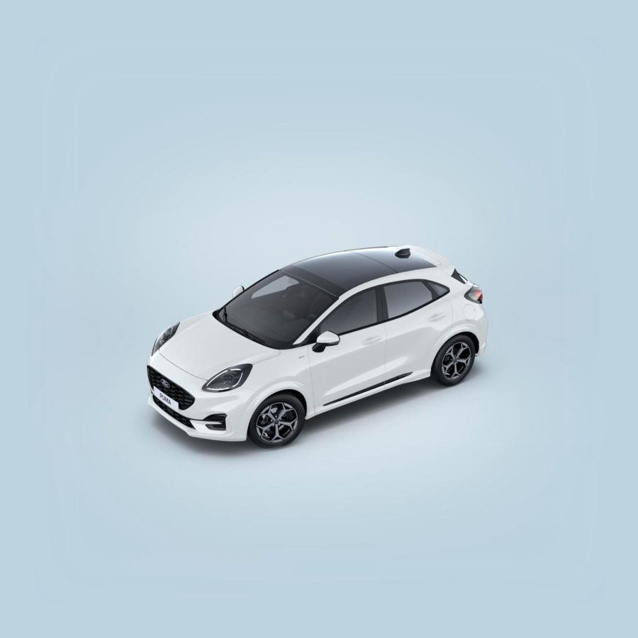 Renting Coches Ford Puma 1.0 EcoBoost MHEV ST-Line Blanco, Gris Cactus