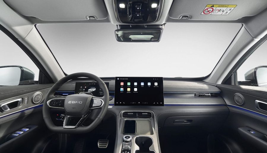 Renting Coches Ebro S800 1.5 TGDI PHEV Luxury E-CVT Blanco Khaki, Gris Bambu