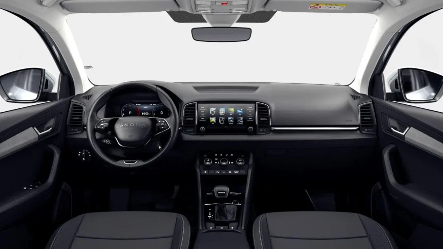 Renting Coches Skoda Karoq 2.0 TDI DSG Selection Blanco Luna, Gris Graphite