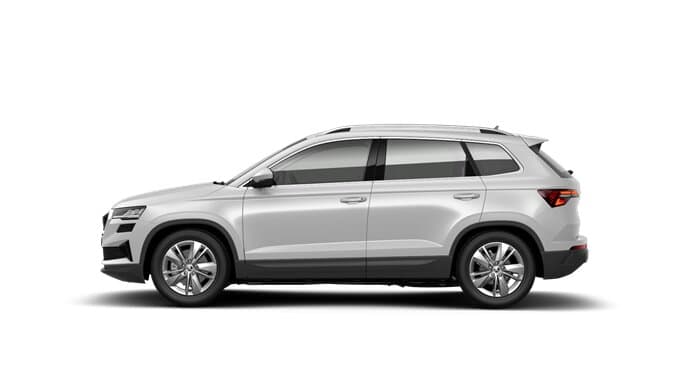 Renting Coches Skoda Karoq 2.0 TDI DSG Selection Blanco Luna, Gris Graphite