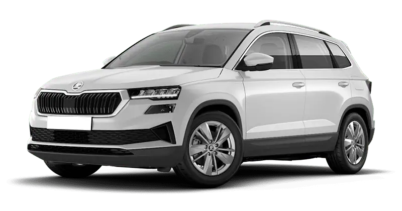 Renting Coches Skoda Karoq-2.0 TDI DSG Selection Blanco Luna, Gris Graphite