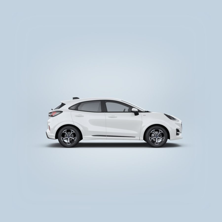 Renting Coches Ford Puma 1.0 EcoBoost MHEV ST-Line Blanco, Azul Digital Aqua, Gris Cactus