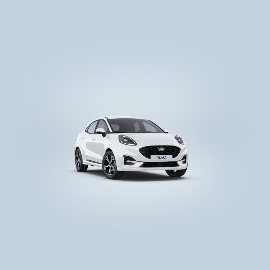 Renting Coches Ford Puma 1.0 EcoBoost MHEV ST-Line Blanco, Azul Digital Aqua, Gris Cactus