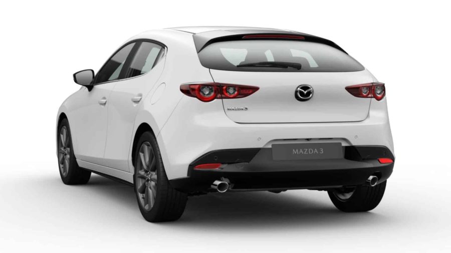 Renting Coches Mazda 3 2.5L e-SYACTIV G MHEV 6AT CENTRE-LINE Artic White, Soul Red Crystal
