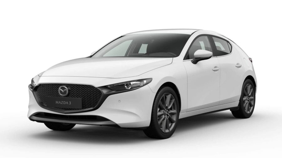 Renting Coches Mazda 3 2.5L e-SYACTIV G MHEV 6AT CENTRE-LINE Artic White, Soul Red Crystal