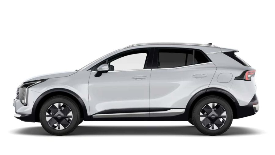 Renting Coches Kia Sportage 1.6 T-GDi HEV Drive 4×2 Deluxe White, Lunar Silver, Dark Penta Metal