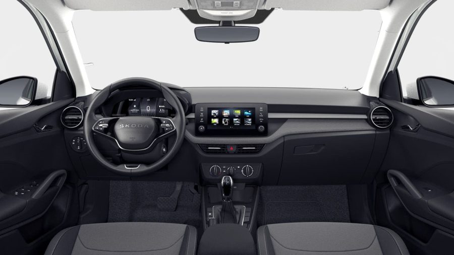 Renting Coches Skoda Fabia 1.0 TSI DSG Selection Blanco Luna, Gris Graphite