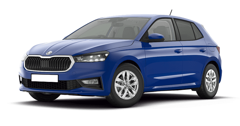 Renting Coches Skoda Fabia-1.0 MPI Selection Azul, Blanco